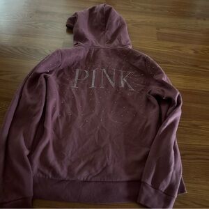 Victoria secret pink bling shine rhinestone full zip hoodie size medium